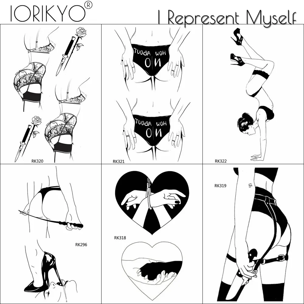 

IORIKYO Sexy Lovers Temporary Tattoo Women Adults Love Fashion Party Waterproof Girl Tatoos Beauty Makeup Fake Old School Tattoo