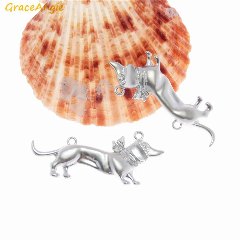 GraceAngie 4 шт матовый цвет щенок таксы Подвеска Шарм DIY Ювелирные изделия Ожерелье