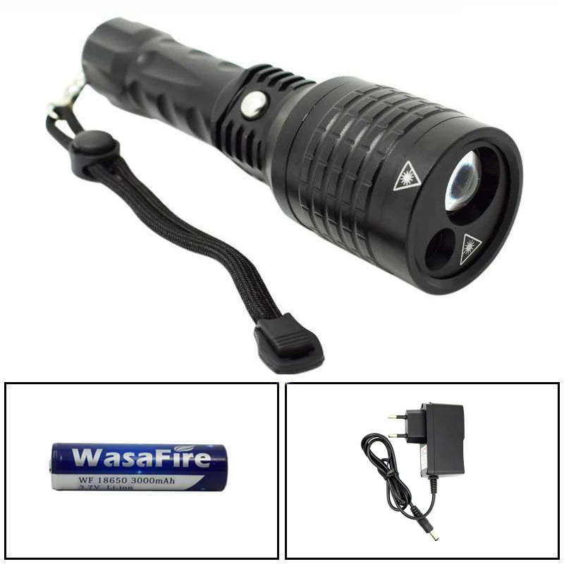 

Rechargeable Tactical Military Lantern Green Laser Flashlight Q5 LED Zoom Torch With 18650 Battry + Charger For Hunting Shooting