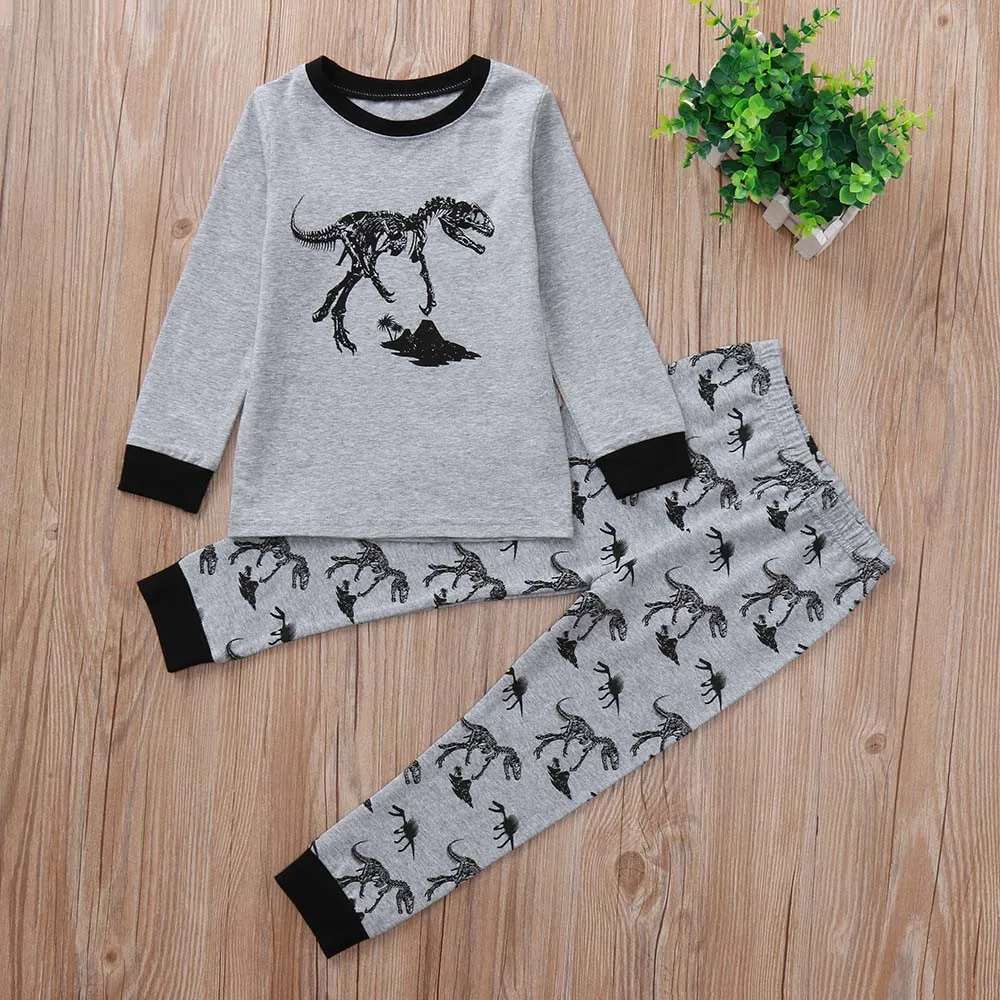 

Toddler Kids Boys Girls Long Sleeve Dinosaur Print Tops+ Pants Clothes Outfits toddler summer children sleepwear pajamas sets