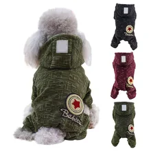 Собаки четыре ноги хлопок толстовки комбинезон Теплая зимняя одежда для домашних животных для маленьких собак Pet с капюшоном куртка Йоркширский