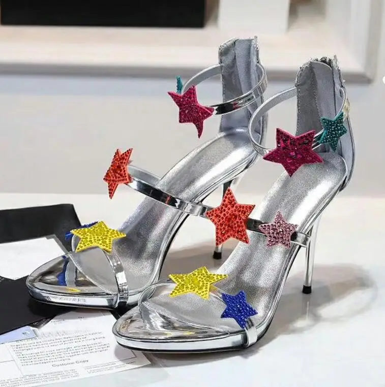 Г., пикантные Босоножки на платформе женские туфли на высоком каблуке с открытым носком, со стразами, с ремешком на лодыжке женская модная обувь для вечеринок - Цвет: Многоцветный