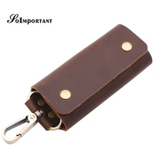 Винтажный кошелек из натуральной кожи для ключей мужской брелок для ключей на молнии Автомобильная сумка-Футляр для ключей мужской держатель для ключей организатор ключей экономки