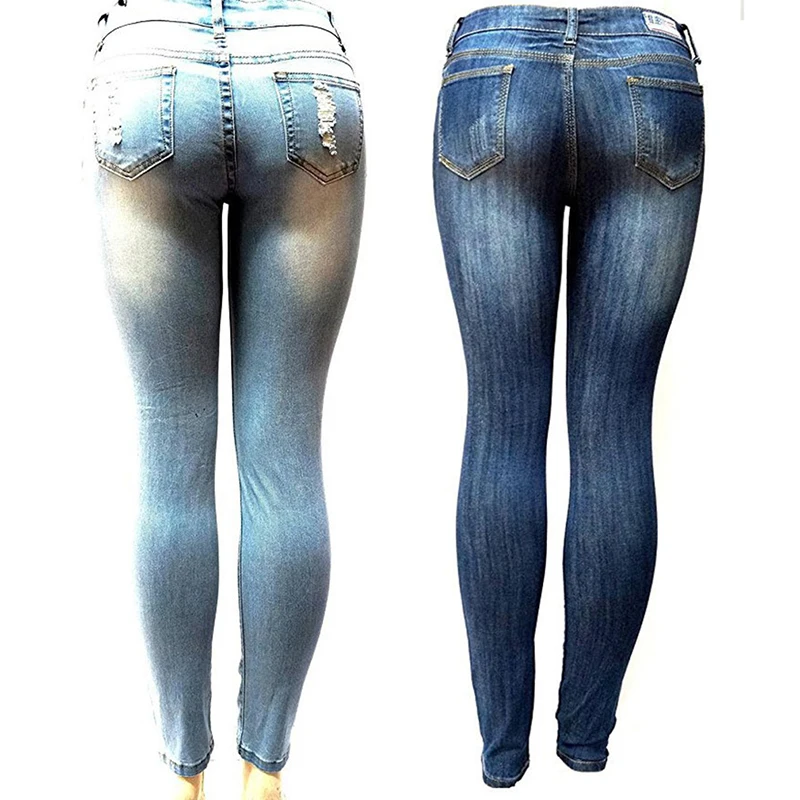 Сексуальные весенние женские джинсы с высокой талией, женские эластичные джинсы размера плюс, женские джинсы с эффектом потертости, повседневные обтягивающие брюки-карандаш, светильник