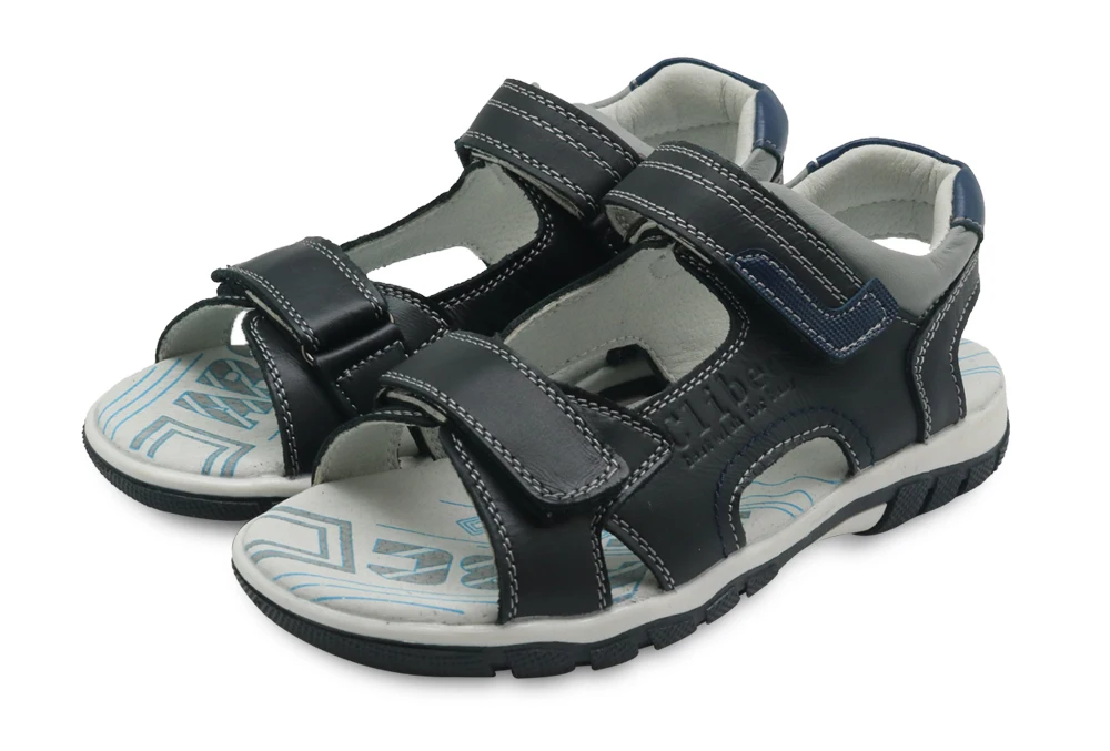 Apakowa/сандалии для мальчиков; Ортопедическая летняя пляжная обувь из натуральной кожи на плоской подошве для больших детей; детская повседневная обувь на липучке для мальчиков; Новинка