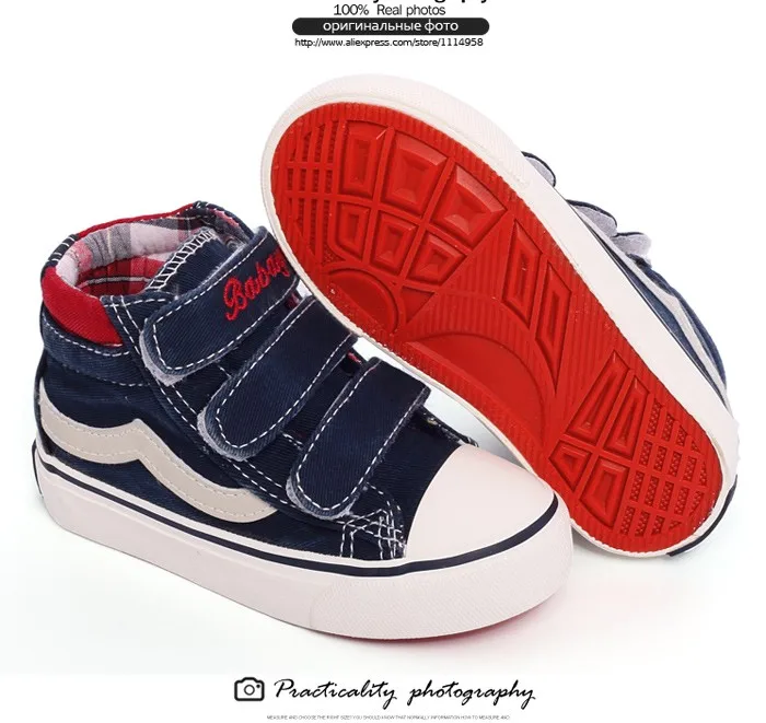 2016 New Jeans Children Shoes Brand Autumn Canvas Patchwork Hook Loop Rubber Kids Shoes Fabric Blue Navy Red Girls  Boys Sneaker 484 (15)
