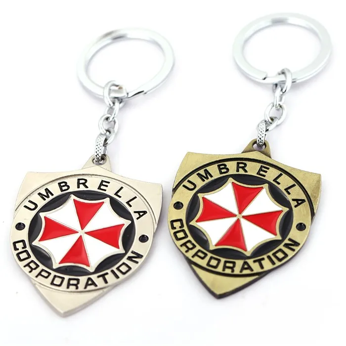 

dongsheng Resident Evil 2 Colors Alloy Keychain Umbrella Corporation Logo shield shape Hoder For Fans Unique Movie Jewely-50