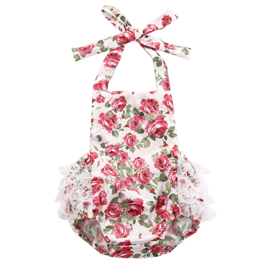 

Newborn Baby Girl Flowers Romper Bodysuit Jumpsuit Summer Outfits Clothes Ruffle Floral Romper Bodysuit Jumpsuit Outfit