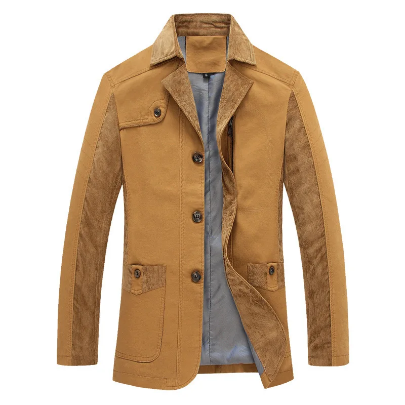 Повседневное Хлопок Мужской Блейзер Куртка хорошее качество пиджак Для мужчин 6607 - Цвет: Хаки