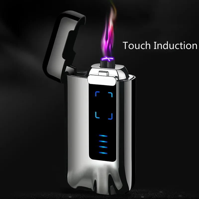 Новое поступление сенсорная Индукционная USB фонарики электрическая зажигалка для сигарет Двойной ветрозащитный прикуриватель табак плазменный курительный аксессуар