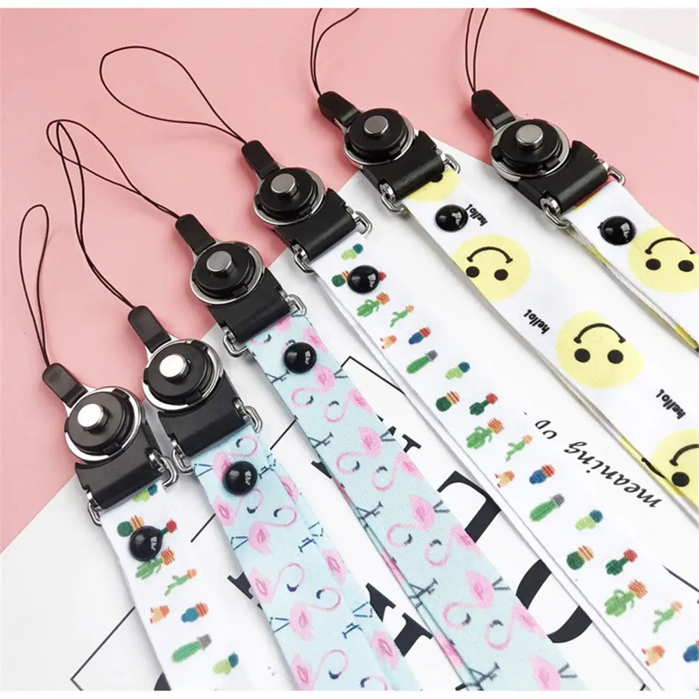 Neck Strap Lanyard Retractable Nurse Card Holder Office Badge Reel Phone Hang Rope Key Ring ID Card Badge Holder Cactus Flamingo
