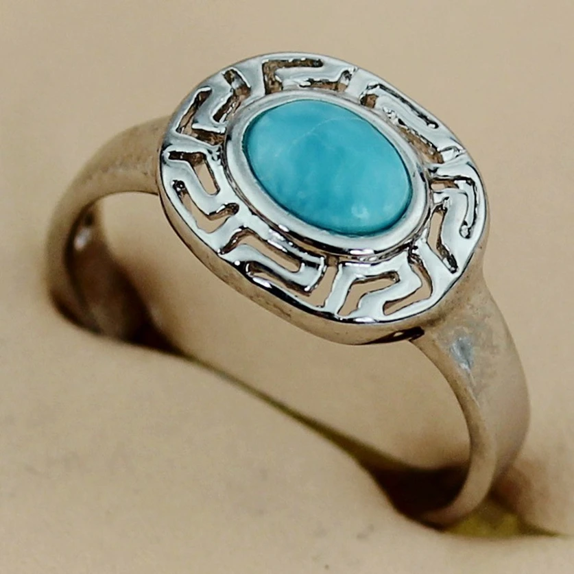 

Fleure Esme Larimar Engagement Wedding fashion rings Jewelry & Accessories Gift for women Punk Rhodium Plated R3511 size 6 7 8