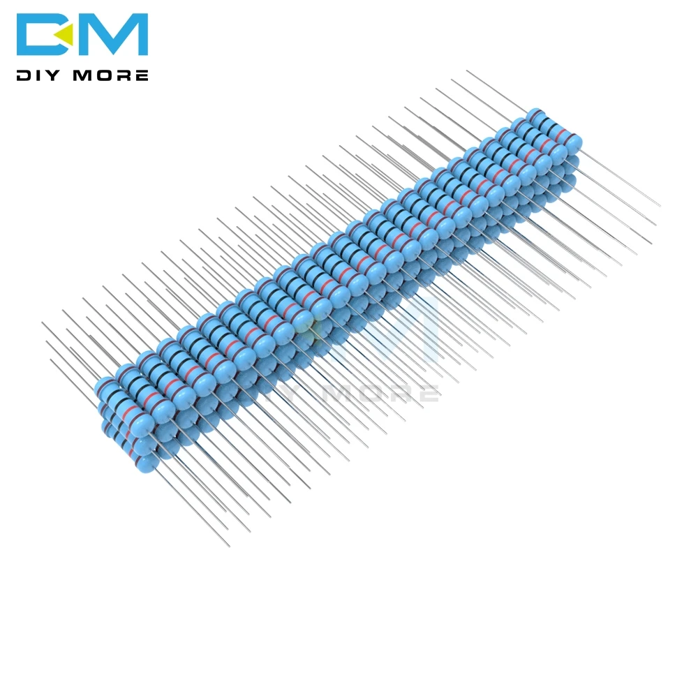 100 шт. металлического пленочного резистора 3W 1R-1M Ohm Сопротивление 1R 2.2R 4.7R 5.1R 10R 20R 22R 47R 1%+ 1%-1% Diy Электронный резистор