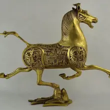 Продуманная китайская ручная резная латунная статуя-лошадь ступила на ласточку