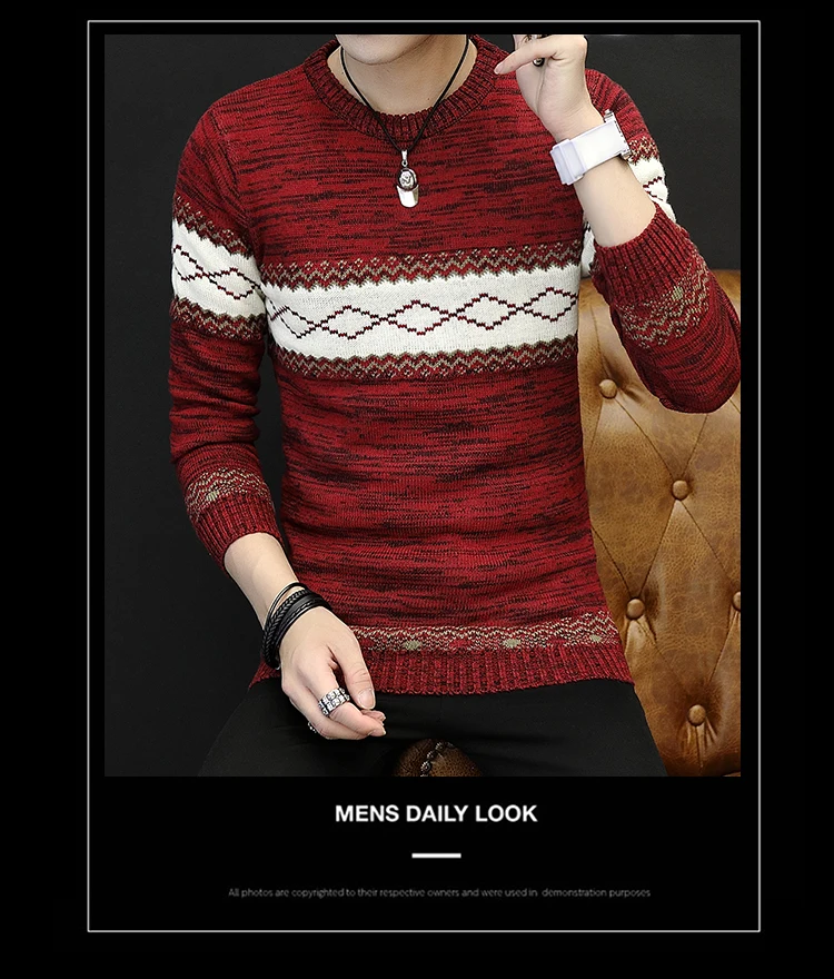 Зима Хорошо Продаются мужские с длинными рукавами Круглый воротник свитер молодежной моды случайные свитер мужской S-3XL