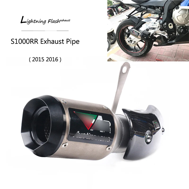 

2015 2016 S1000RR for BMW Motorcycle Exhaust Tail Pipe with Carbon Fiber Heat Guard Slip On 60 mm Mid Middle Link Elbow Steel