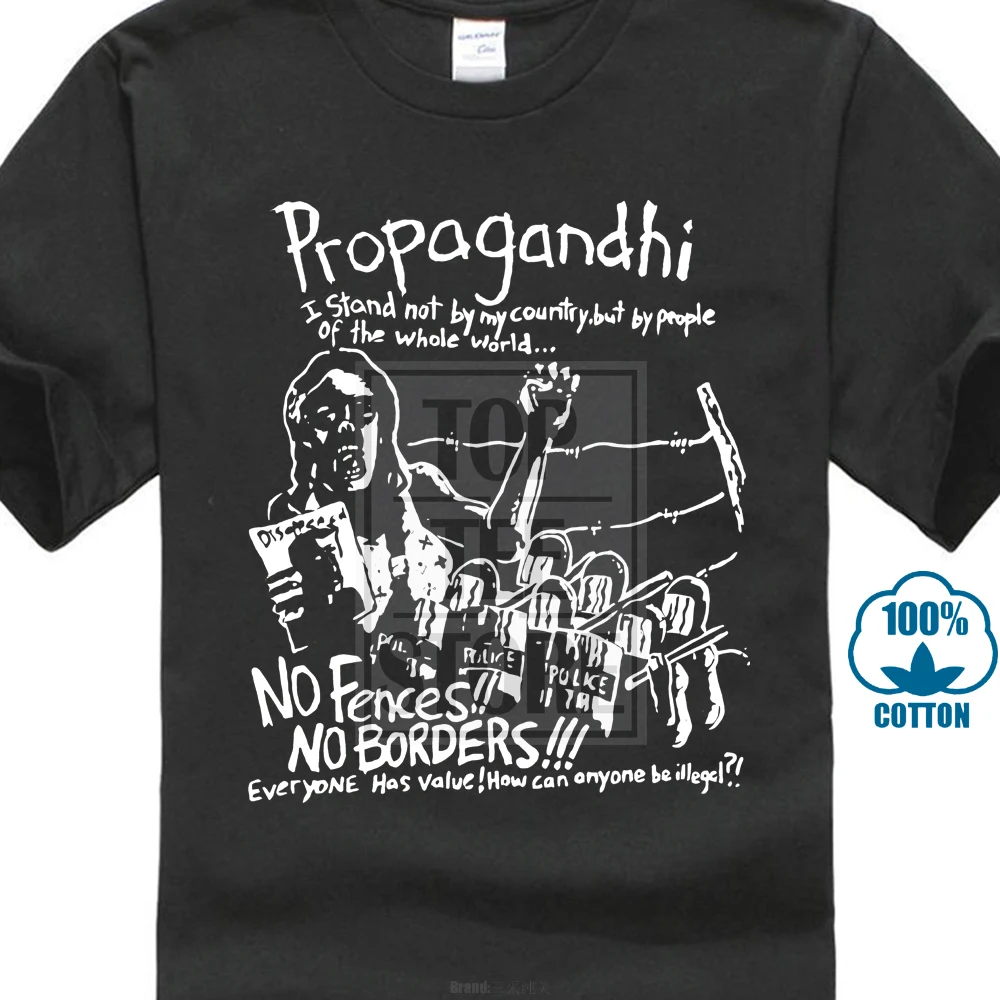 Propagandhi Мужская футболка без границы без заборов черные футболки мужские футболки с круглым вырезом