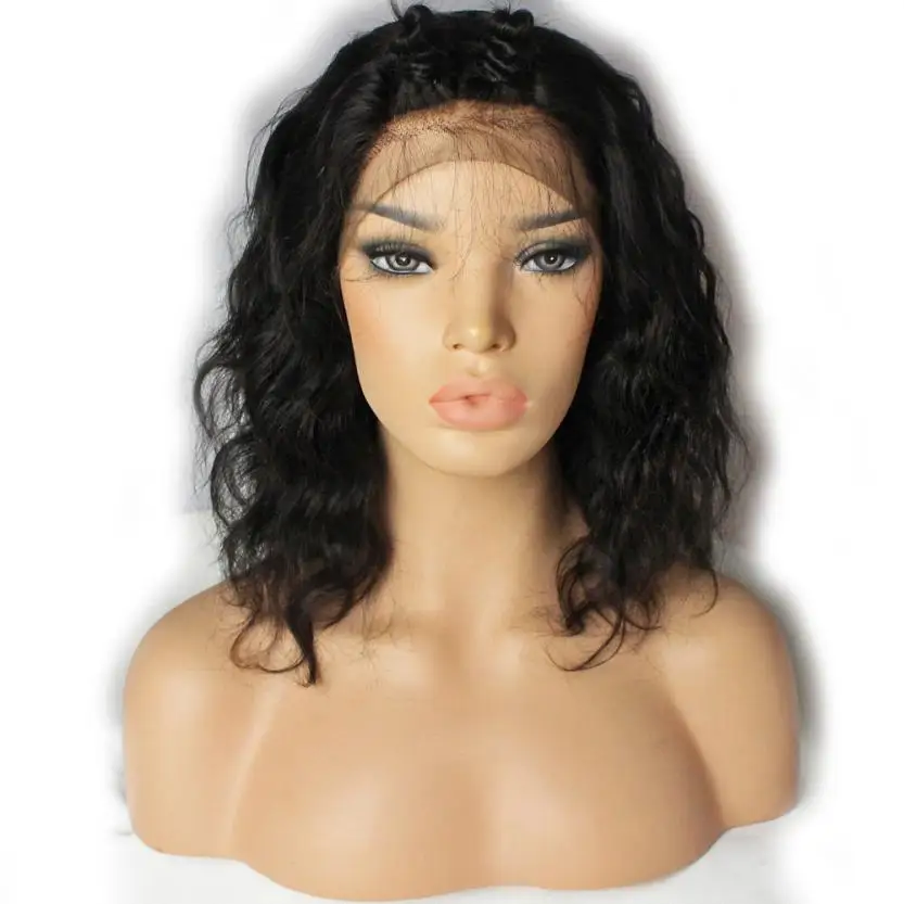 

Brazilian Less Lace Front Full Wig Bob Wave Black Natural Looking Women Wigs 0511