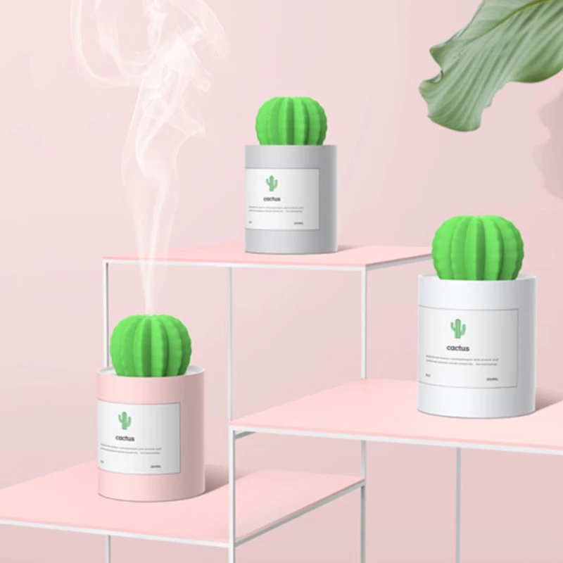 

Free_on Air Ultrasonic Humidifier for Home Mini Size Cactus 280ml Air Diffuser Portable Air Fresher USB Mist Maker