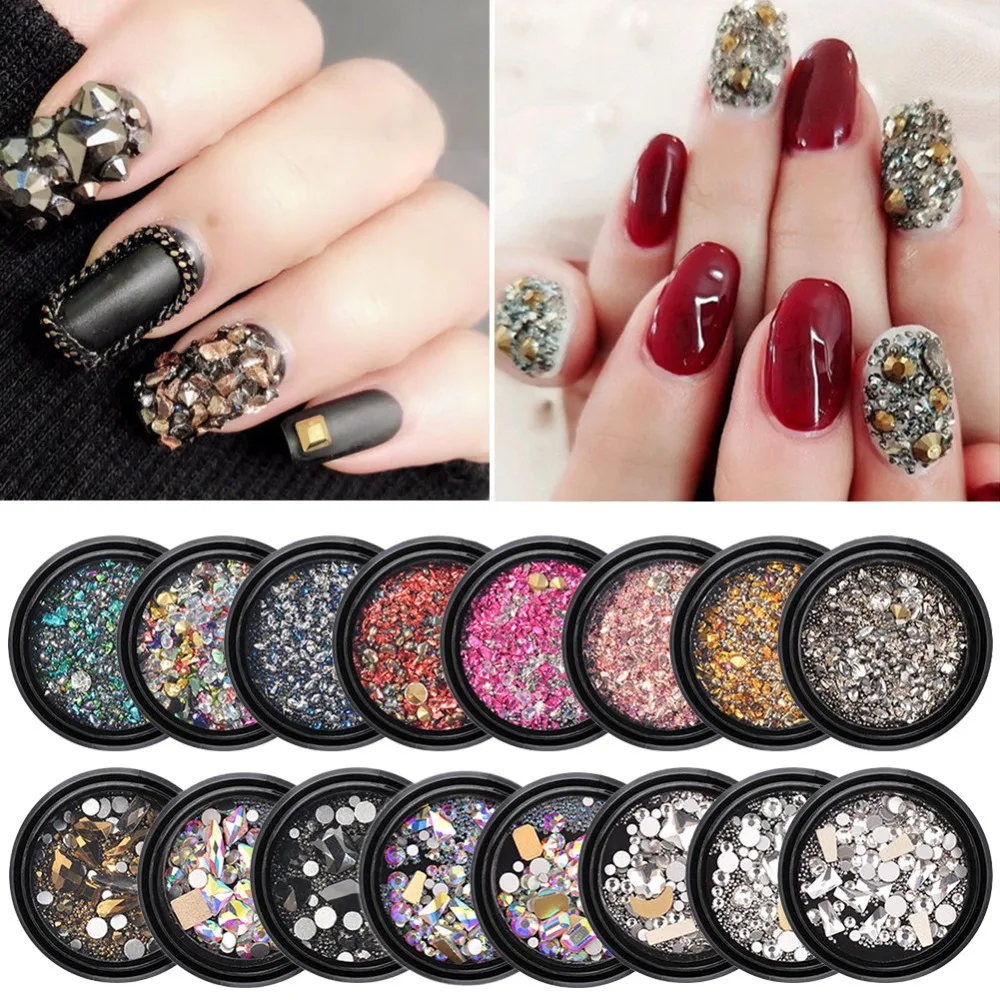 

Multi-size Nail Rhinestones 3D Crystal AB Clear Nail Stones Gems Diamond DIY Nail Art Decorations Gold Silver Rivet Rhinestone