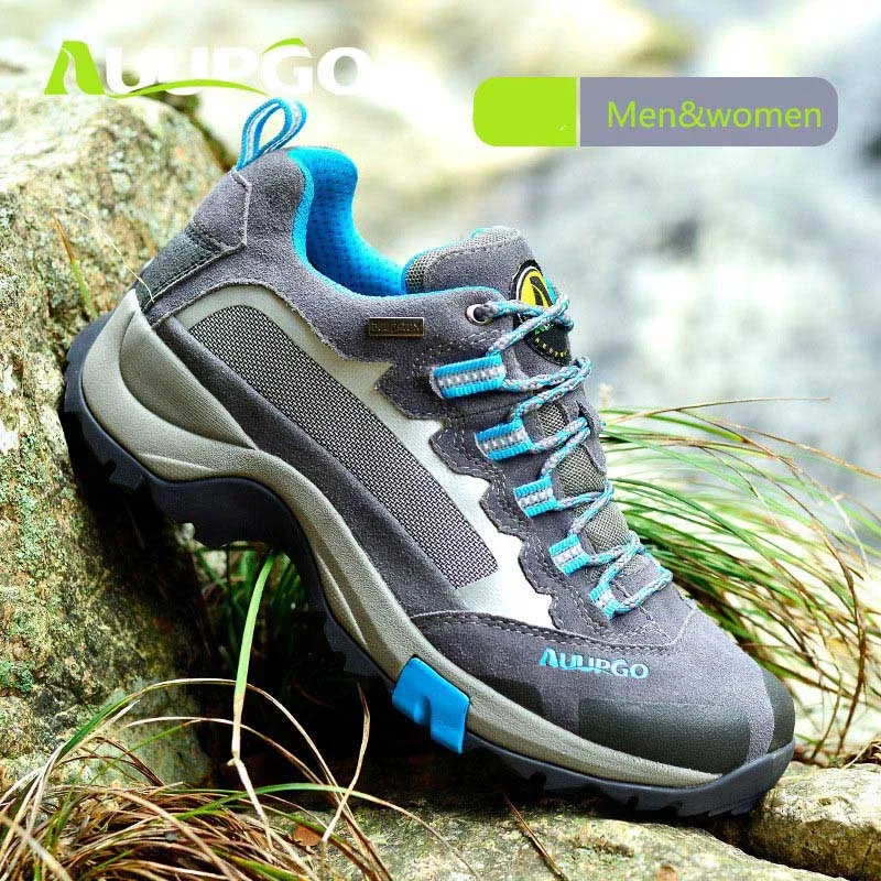 Новинка; повседневная обувь для мужчин и женщин на шнуровке; водонепроницаемые Нескользящие дышащие треккинговые уличные кроссовки; обувь для бега и ходьбы - Цвет: Gray blue