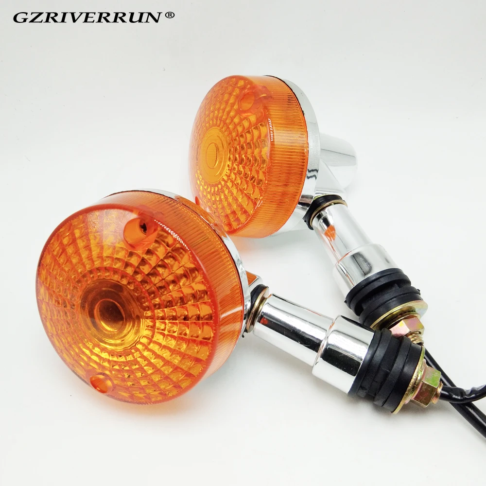 

GZRIVERRUN Motorcycle Turn Signals Universal Amber Light Chrome Pair Round Indicator For Harley Honda Kawasaki Suzuki Yamaha ...