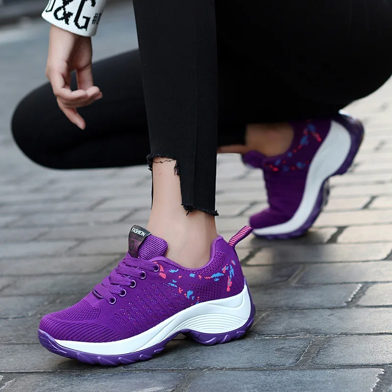 SWYIVY Wedge Shoes For Women Sneakers Chunky Swing Shoes Woman Sneakers Platform Toning Sport Shoe Lady Snikers For Women