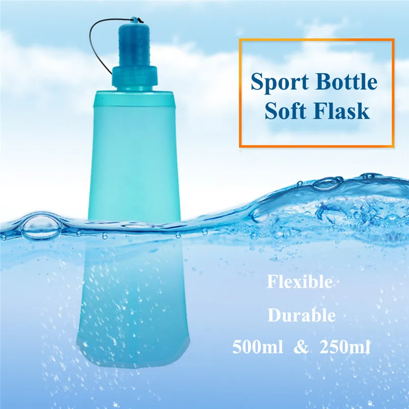 

Outdoor Sport Bottle 250ml 500ml TPU Hydro Soft Flask Collapsible Drink Water Bottle for Running Camping Hiking Bicycle Fitness