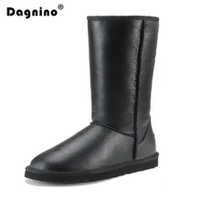 New Fashion Winter Natural Fur Boots For Women Top Quality Waterproof Genuine Sheepskin Leather Snow Boots Real Wool Long Boots prova perfetto sweet lace up women boots natural sheepskin leather snow boots for women real wool inside lady winter warm boots