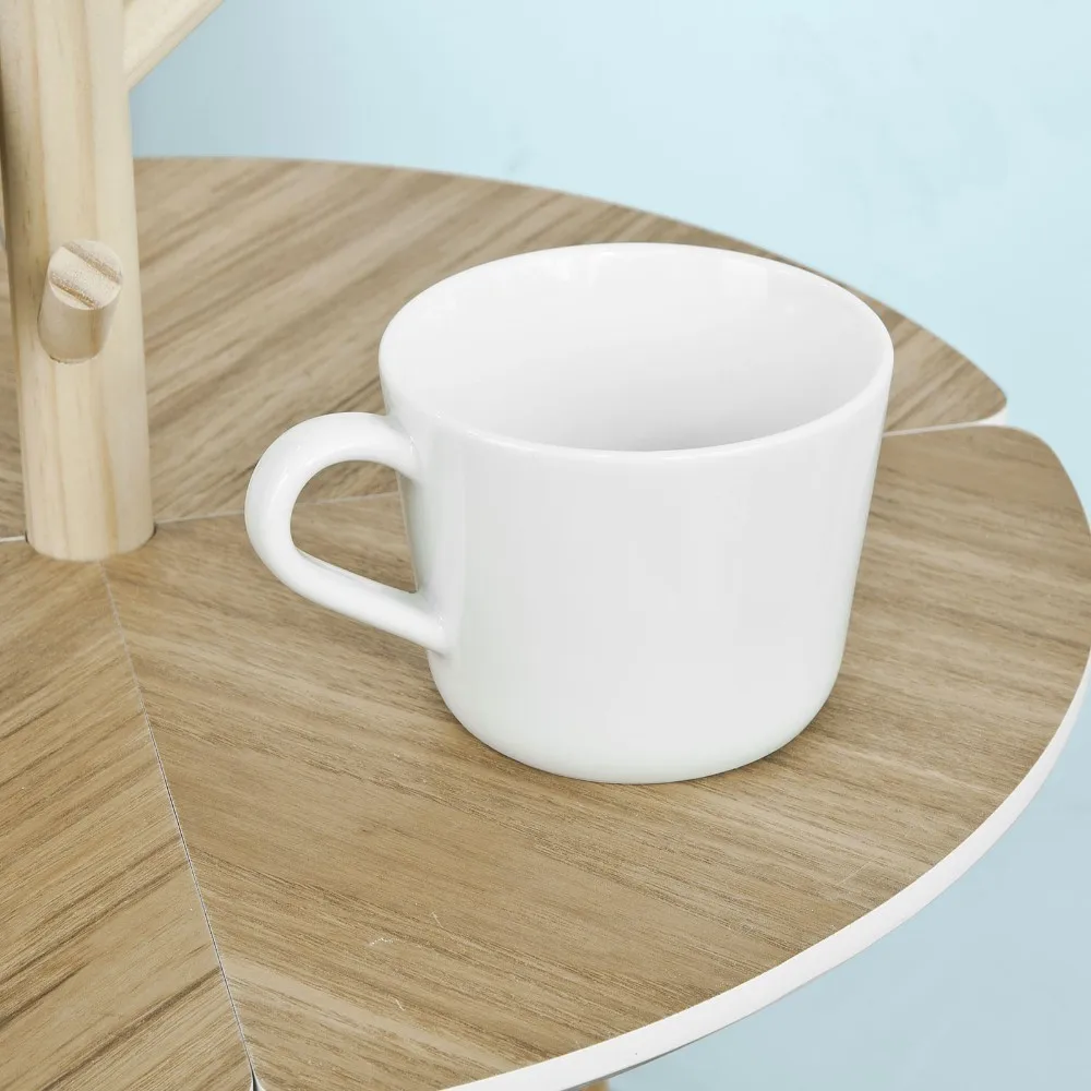 SoBuy FBT38-WN, Round Wooden Side Table, Tea Coffee Table, End Table with 5 Cup Holders
