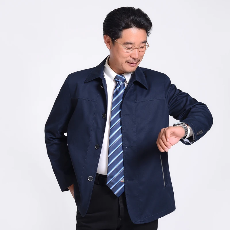 

Chinese Style Middle Aged Men Casual Jackets Autumn Spring Man Turn Down Collar Button Front Coats Plus Size Lined Panel Jacket