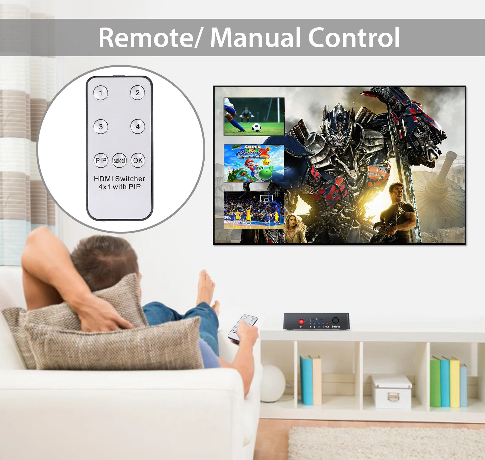 Proster 4 порта HDMI Коммутатор коммутатор с функцией PIP концентратор в 1 ИК пультом