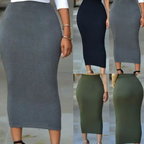 

Women Sexy Skinny Slim Solid Gray Hot Summer Pencil Skirt Empire Office Lady High Waist Bodycon Stretch Skirt