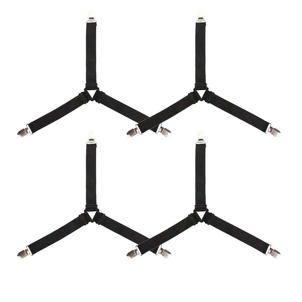 4 шт./лот высокое качество простыни пряжки держать ваш лист на месте кровать крепеж для простыни эластичный пояс для покрывала черный