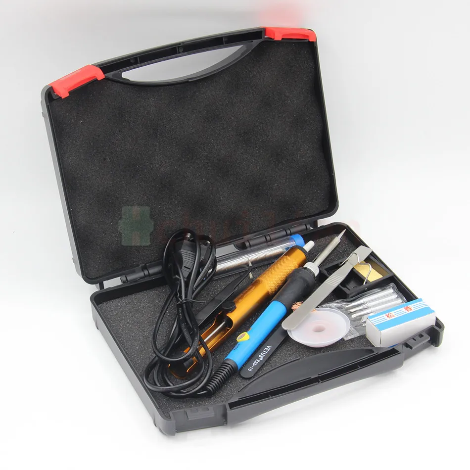 EU US 220V 60W Adjustable Temperature Electric Soldering Iron Toolbox