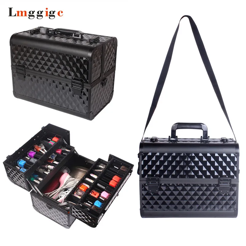 

New Cosmetic Case, Women's portable Makeup Bag, Carry-on toiletries Box,Large-capacity diamond pattern makeup tool handbag