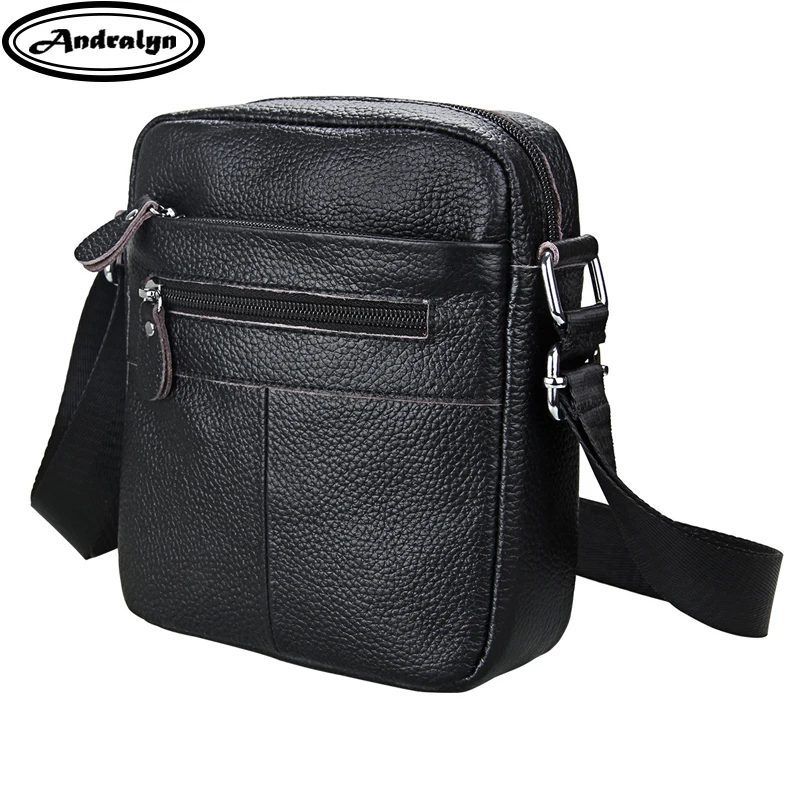 www.semashow.com : Buy Andralyn Functional Genuine Cow Leather Men&#39;s Shoulder Bag Black Business ...