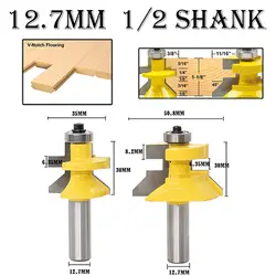 2 шт./компл. v-образные и соответствием языка фреза комплект обрезная деревообрабатывающая фреза Инструменты 12,7 мм дерева конец Mills