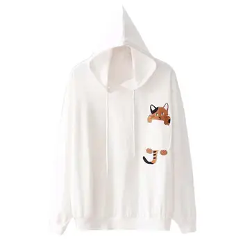 

2019 Women's Long Sleeve Blouse Hooded Pullover Casual Tops Hoodies Sweatshirt Women Animal Print Sweatshirt Dropshipping