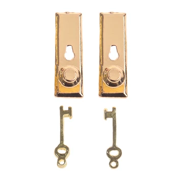

1:12 Dollhouse DIY Mini House Hardware Lock Key New 2 Sets Dolls House Furniture Door Lock & Key Dollhouse Accessories