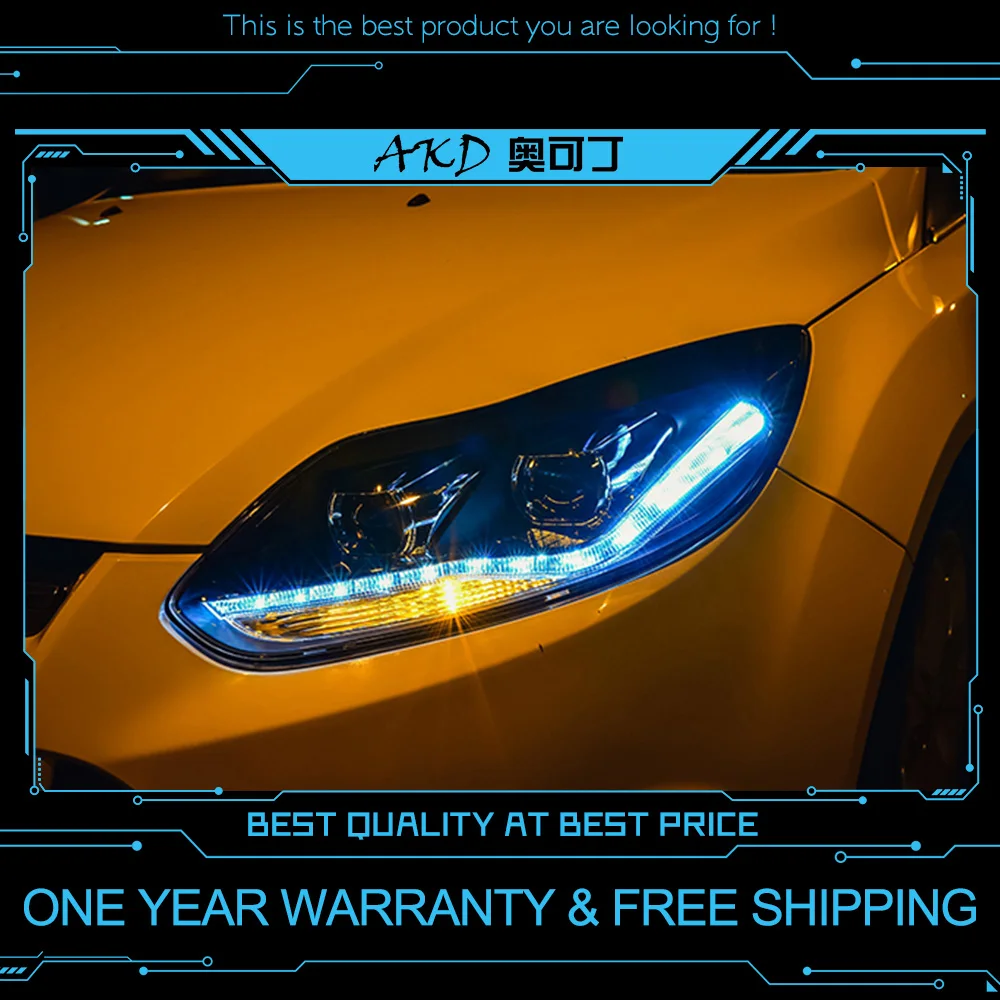 AKD tuning cars Headlight For Ford Focus 2012 Headlights LED DRL