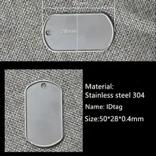 100 шт./лот, идентификационная бирка для домашних животных, собак, кошек, пустая Военная армейская бирка, нержавеющая сталь, толщина 50 мм* 28 мм* 0,4 мм
