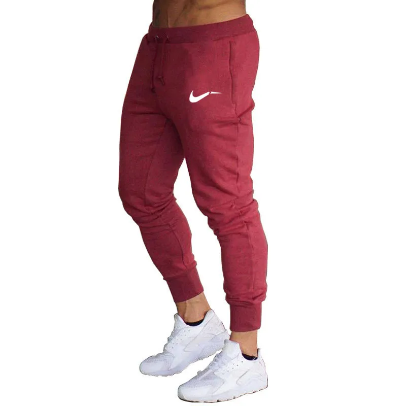 Брендовые повседневные брюки-карандаш для тренажерного зала, мужские бегуны, тренировочные Мужские штаны для бега, джоггеры, спортивные брюки высокого качества для бодибилдинга - Цвет: red