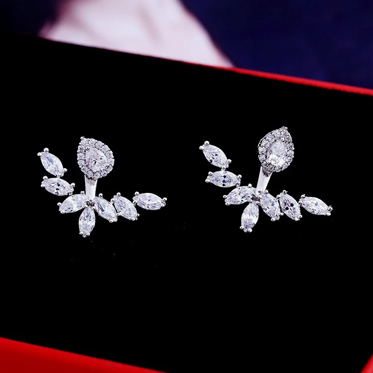 

Sale fashion jewelry real 925 silver Water droplets wild carved female crystal from Swarovski high-end wedding jewelry earrings