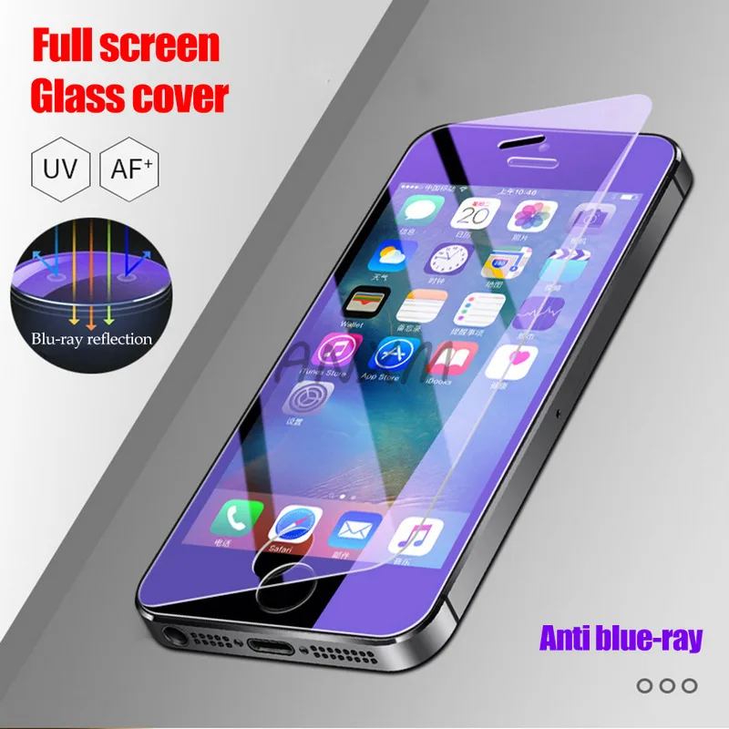 

2Pcs/lot Tempered Glass For Apple iPhone 5S 5 SE 5C Screen Protector 9H Anti Blu-ray Glass For iPhone 5 Se Protective Film glass