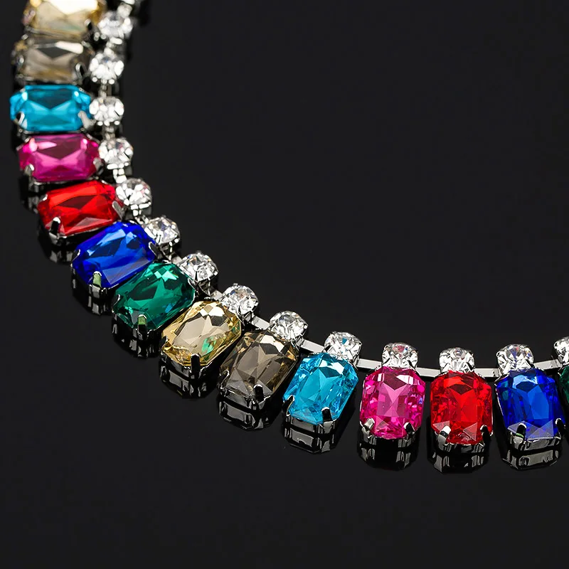 Роскошные 2013 стразы, короткое ожерелье, модные роскошные разноцветные стразы на цепочке, подходит ко всему ожерелье# N050
