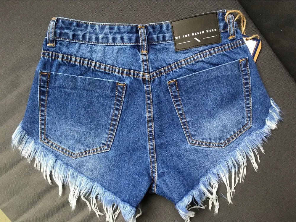 Пикантные Винтаж Высокая талия Джинсовые шорты Для женщин кисточкой горячие летние джинсовые шорты женские повседневные шорты