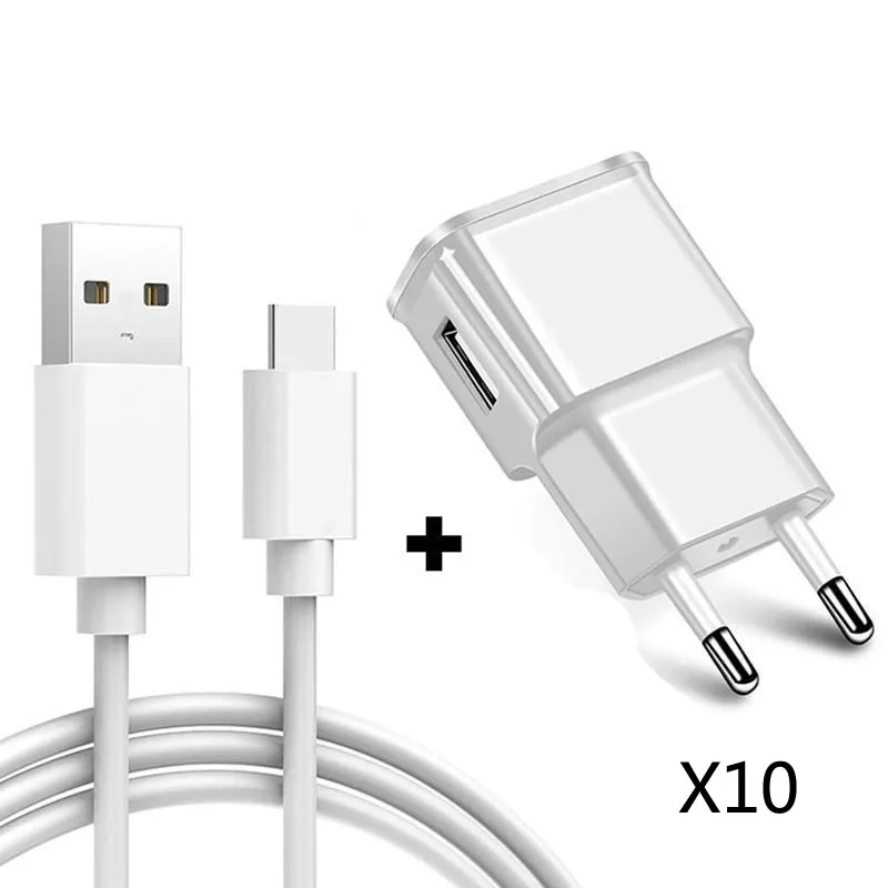 

10Pcs/lot USB Type C Cable for Xiaomi Redmi Note 7 Galaxy S9 S8 Fast Charging Data Cable USB Type-C EU Plug Charger