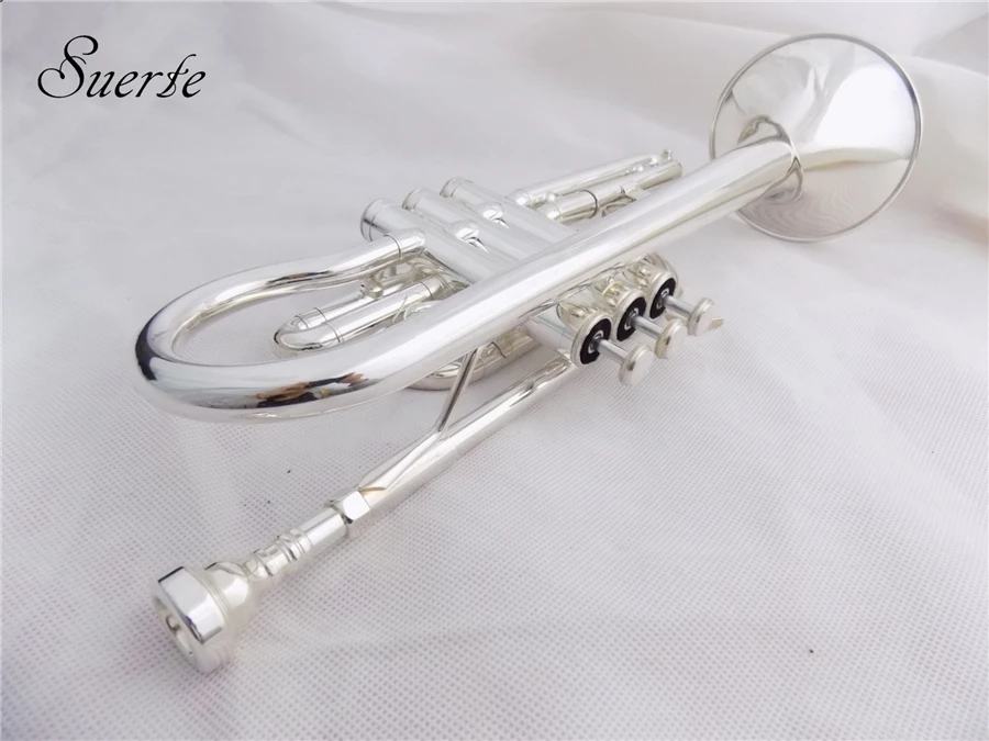 Bb Brass Cornet Trumpet Instrument Silver plated with Case and mouthpiece Musical instruments