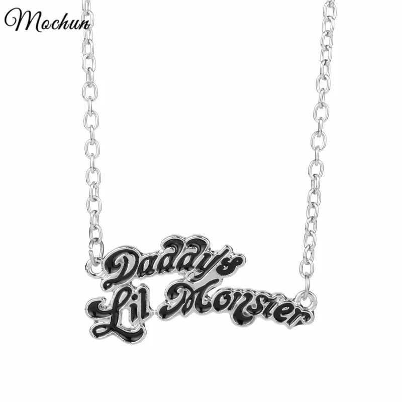 

Cool Suicide Squad Necklace Harley Quinn Joker Daddy's Lil Monster Pendants Alloy Necklace Women Fans Enamel Gift Movie Jewelry